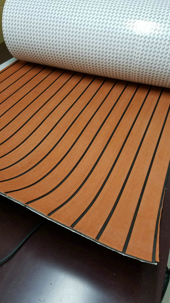 Marine Boat Yacht RV Caravan EVA Faux Teak Decking Carpet Sheet MLS Light Grey With Black Stripes 47