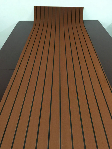 Marine Boat Yacht RV Caravan EVA Faux Teak Decking Carpet Sheet MLS Dark Brown With Black Stripes 47