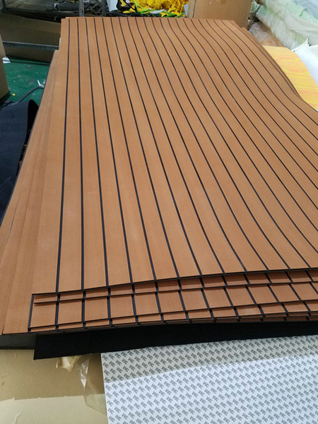 Marine Boat EVA Teak Decking Sheet Dark Brown With Black Stripe 47