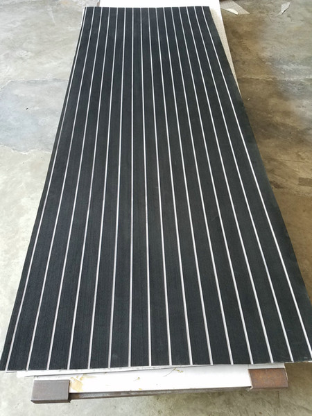 EVA Faux Foam Teak Decking Sheet Black with White Stripes Marine Boat 35 inch X 94 inch 1/4 inch Thick