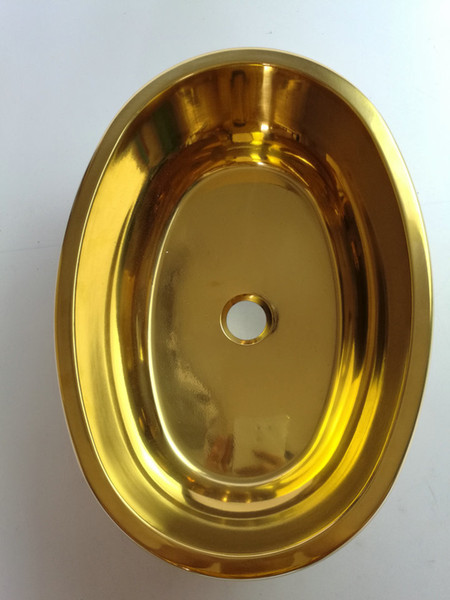 RV Caravan Camper Boat SS Oval Golden Hand Wash Basin Sink 393*273*130mm GR-518G