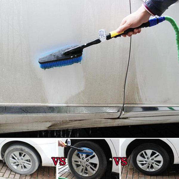Car Wash Brush Auto Exterior Retractable Long Handle Water Flow Switch Foam Bottle Car Cleaning Brush