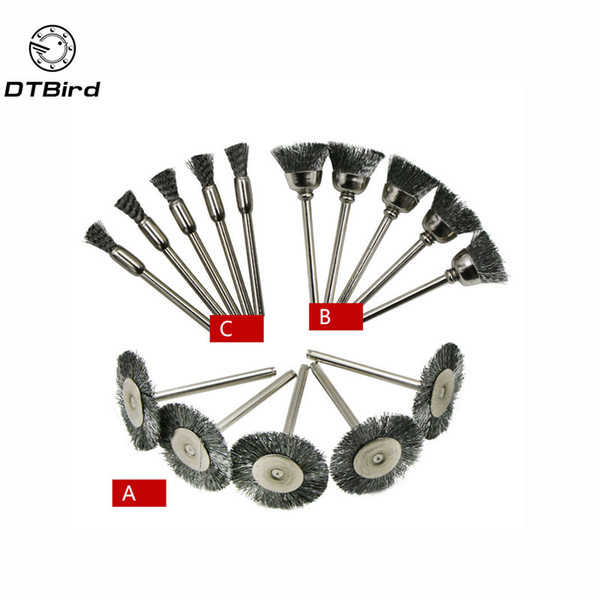 15pcs Brush Set Steel Wire Wheel Burr Abrasive Head Deburring Drill Tools Wheel Dremel Wire For Dremel Tools Accessories