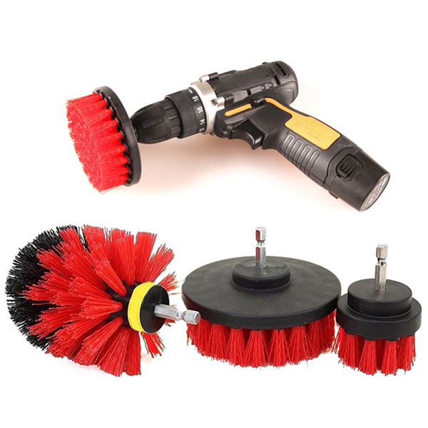 3pcs Power Scrubber Brush Set Bathroom Drill Scrubber Brush for Cleaning Cordless Drill Attachment Kit Power Scrub Red