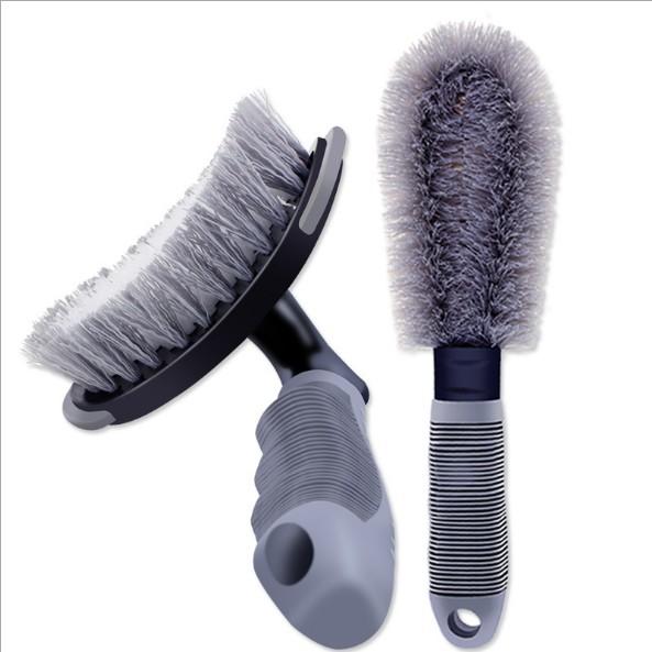 2pcs/1set Car Tyre Cleaning Brush Wheel Hub Brush Car Washing Tool Anti-Slip Handle Washing Brush hot sale