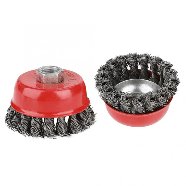 4Pcs/PACK Rotary Twist Knot Flat Cup Steel Wire Wheel Brush Set for Angle Grinder Rust Paint Removal