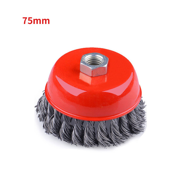 1*75mm Steel Wire Knot Flat Wire Wheel Cup Brush Set Kit For Angle Grinder Gadget For Metal Rust Removal Polishing