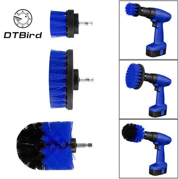 3Pcs 2/3.5/4 Inch Blue Drill Brush Tile Grout Power Scrubber Tub Cleaning Brush for Electric Drill Power Scrub Cleaning Kit