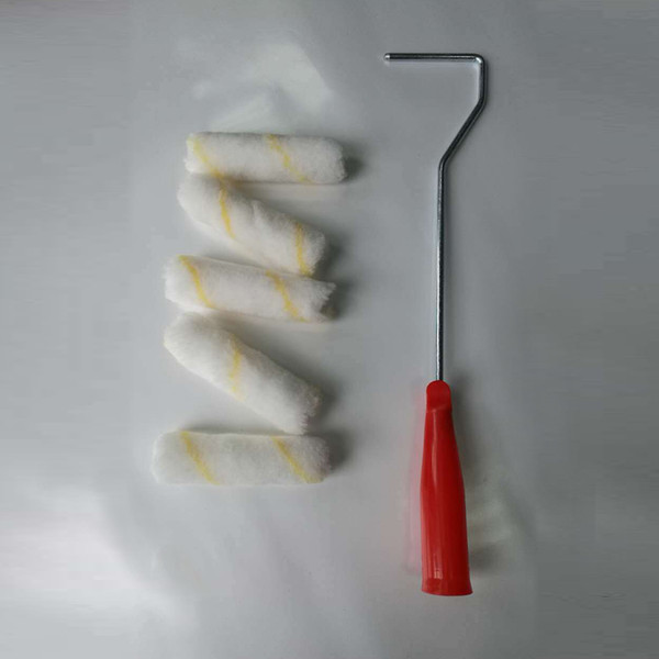 Long Reach Wall Paint Roller Brush Sets 5 Mini Roller Sleeves 1 Handle Household Wall Painting Rolling Brush