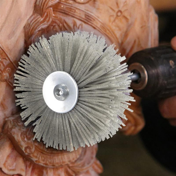 Deburring Abrasive Alumina Wire Brush Flower Head Polish Grind Buff Wheel Shank Woodworking Tool