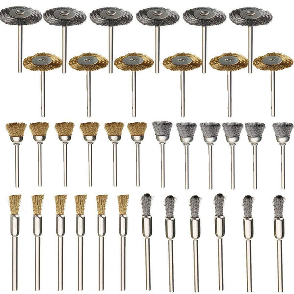 36pcs Buffing Derusting Mini Stainless Steel Drill Non Slip Grinder Rotary Tools Welding Removal Wire Brush Set Wheel Polishing