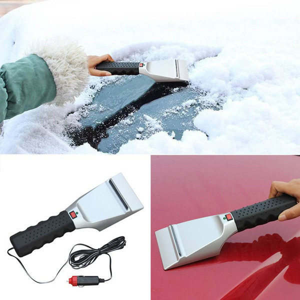 Car Vehicle Durable Snow Ice Scraper Snow Brush Shovel Removal For Winter Heated Car Ice Scraper Snow Removal Shovel Windshield Glass 12V