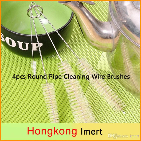 Hot 4pcs Stainless Nylon Straw Cleaning Brushes Round Pipe Cleaning Wire Brushes and 2017 brand new