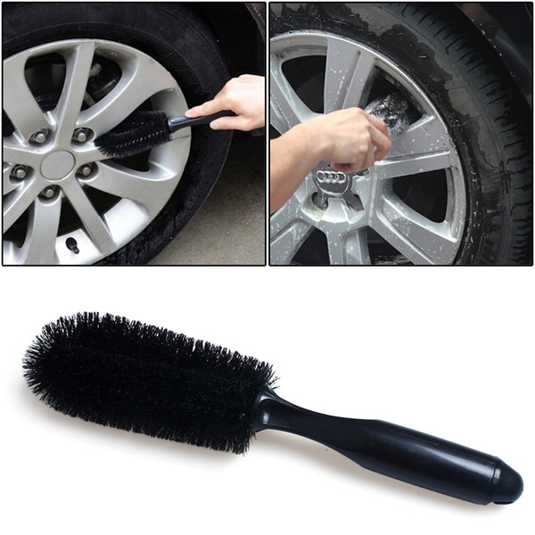 Car Wheel Tire Rim Hub Brush Motor Motorcycle Tyre Dust Dirt Remover Cleaner Cleaning Brush Black