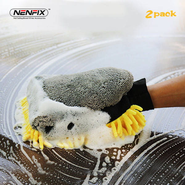 2PCS Car Care Cleaning Wash Waterproof Glove Brush Car-styling Microfiber Chenille MiAuto Wax Detail Washer Polish Accessory