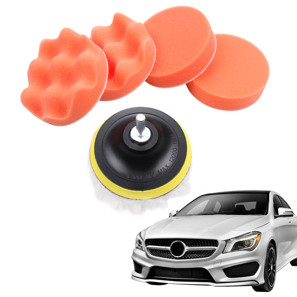 Car Sponge Woolen Polishing Waxing Pad Kit Set with Drill Adapter (4 Inch)