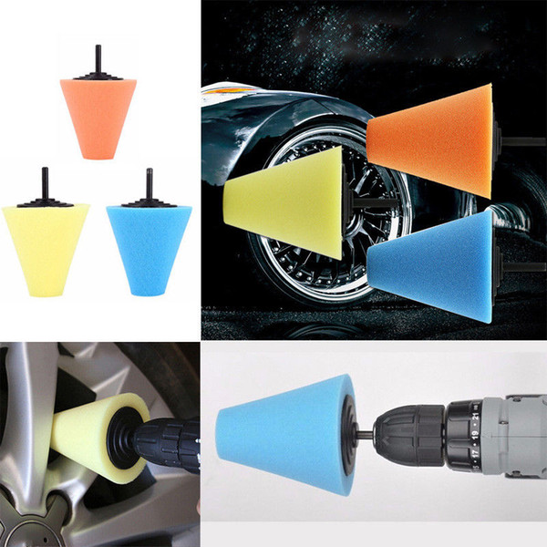 4styles 6mm Car Wheel Foam Sponge Burnishing Polishing Cone Shaped Buffing Polish Pads Hub car Tool FFA900