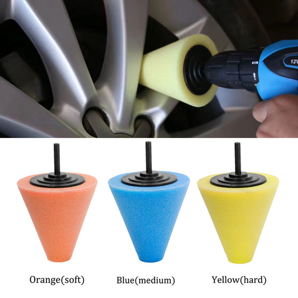 Wholesale- 1 Pcs Hot Burnishing Foam Sponge Polishing Cone Shaped Buffing Pads For Car Wheel Hub Tool Car Cleaning