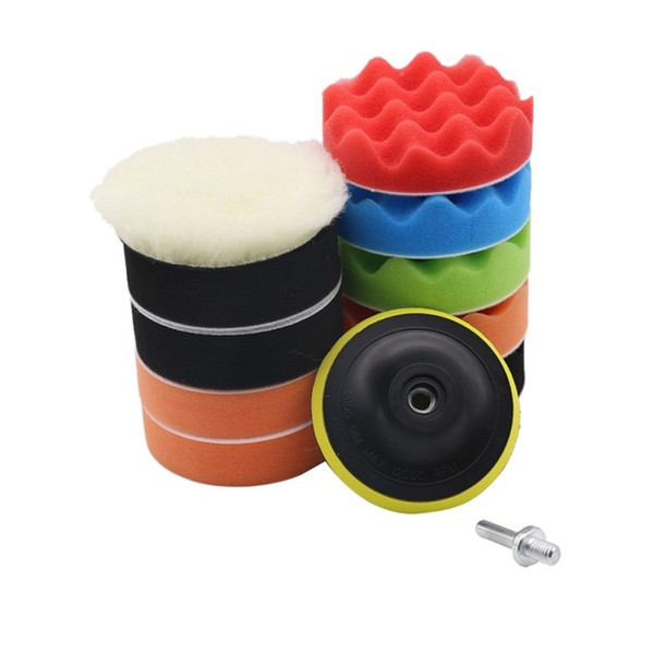 New 12pcs 3/4/5/6/7inch M14 Thread Self-adhesive Car Polishing Waxing Sponge Auto Wheel Sponge Buffing Pads Kit Set Auto Car