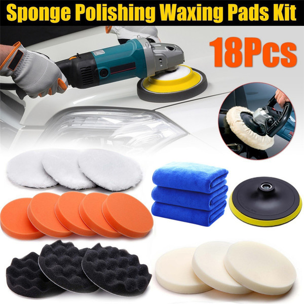 Car Polishing Sponge Pad Waxing Polishing Wheel Wool Ball Tool Buffer Car Polisher Set Auto Maintain Care with Towel 18 PCS/Set