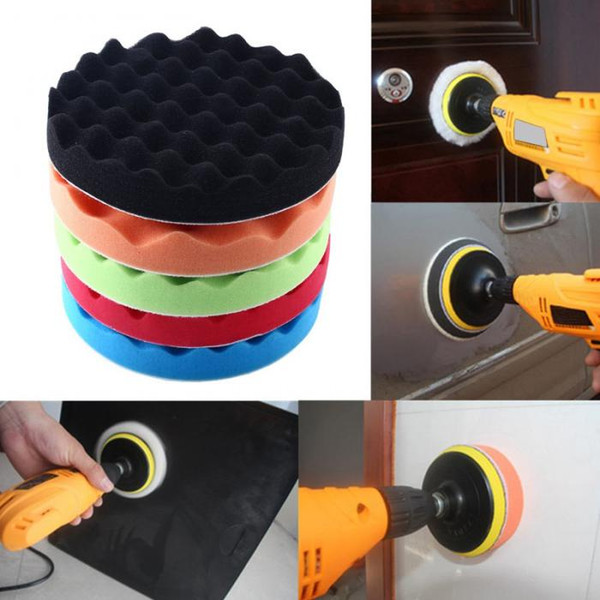 5pcs/set Universal 7 inch Sponge Foam Waffle Polishing Buffer Pad Kit for Auto Car Polisher