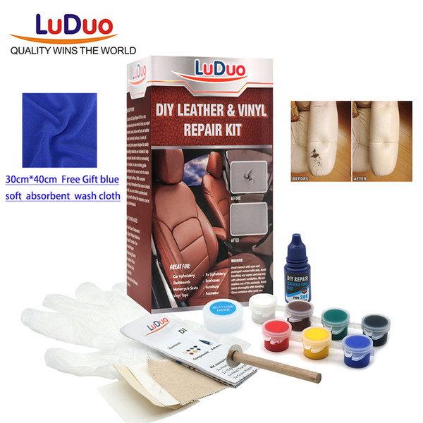 LuDuo DIY Vinyl Leather Repair Kit Furniture Car Seats Sofa Shoes Jacket Purse Belt Cleaner Skin Restorer Paint Care with Cloth