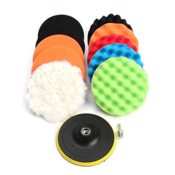 7Pcs 3/4/5/6/7'' Car Polisher Polishing Waxing Buffing Woolen&Sponge Pads KitCar Polishing Waxing 12pcs 3/4/5/6/7inch M14 Thread Self-adhesi