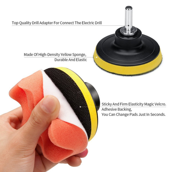 Free Ship 2019 New 7pcs Polishing Buffing Pad Kit for Auto Car Polishing Wheel Kit Buffer With Drill Adapter Car Removes Scratches