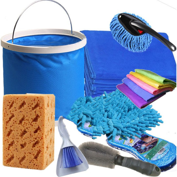 Hot Car Wash Cleaning Tool Kit Car Wash Supplies Bucket / Honeycomb Sponge / Towel Deer Towel Glove Fine Fiber