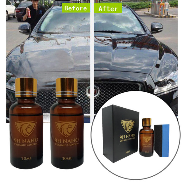 NEW 2Pcs 60ML 9H hardness Car Oxidation Liquid Ceramic Coat Super Hydrophobic Glass Coating+Sponge Set Paint Care Lowest Price