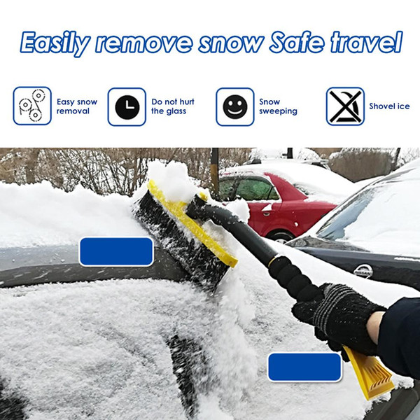 Portable Two-in-one Snow Brush Forklift Windshield Window Frost Ice Snow Removal Tool Car With Ice Scraper Foam Dust Collector