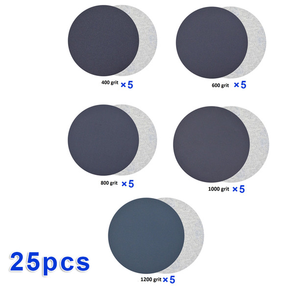 25pcsWet/Dry Silicon Carbide Sanding Discs Sandpaper Sanding Paper 400-1200 Grit