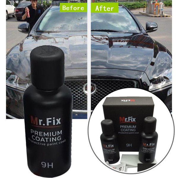 Mr Fix 2Pcs/100ML 9H Hardness Car Oxidation Liquid Ceramic Coat Super Hydrophobic Glass Coating+Sponge+Towel Set Paint Care HOT
