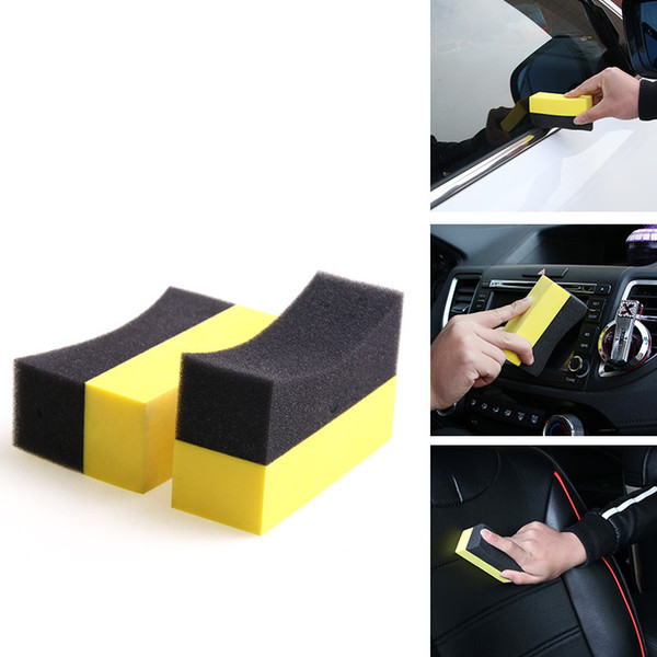 Professional Auto U-Shape Tire Wax Polishing Compound ARC Edge Sponge Tire Brush car Cleaning Sponge DHL Free Shipping