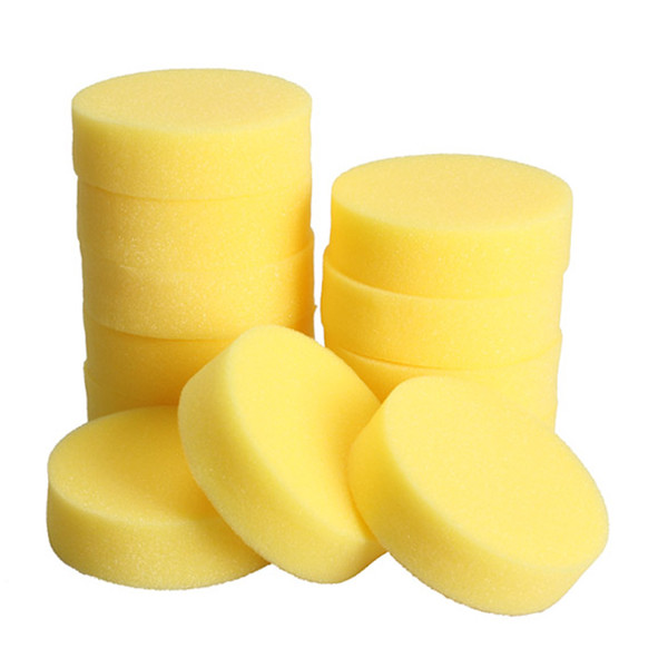 12PCS Wax sponges Round Car Polish Sponge Car Wax Foam Sponges Applicator Pads for Clean Car Care Tool Glass Yellow