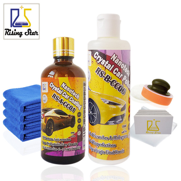 Wholesale- Rising Star RS-CC0106 Nanotech Crystal Car Coating&Polish Paste 225ml Kit for DIY User Micro Scratches Remove+9H Liquid Glass
