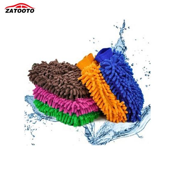 (10 pieces/lot) Wholesale Car Wash Glove Double Side Microfiber Chenille Soft Fabric Car Washing Glove Cleaning Care