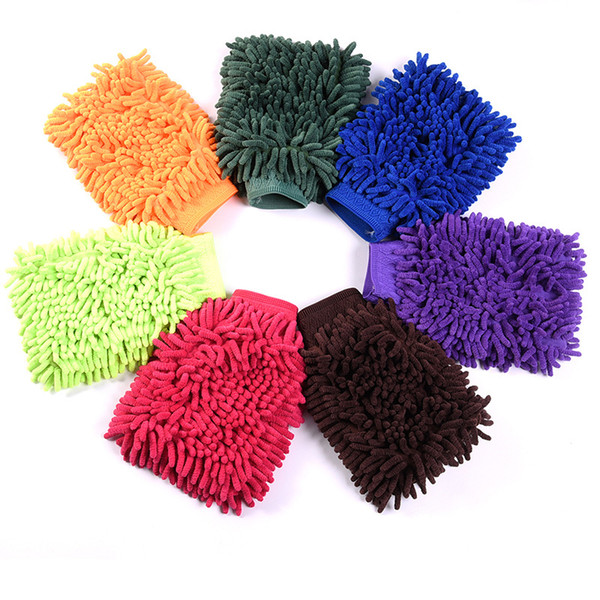 Best selling Thickened microfiber chenille color double-sided car wash gloves motorcycle rag multi-purpose cleaning cloth car wash cleaning