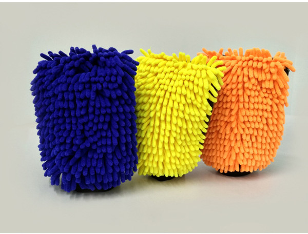 Hot sell chenille coral fleece car wash gloves do not hurt paint polyps multi-purpose car gloves with waterproof for Double-sided