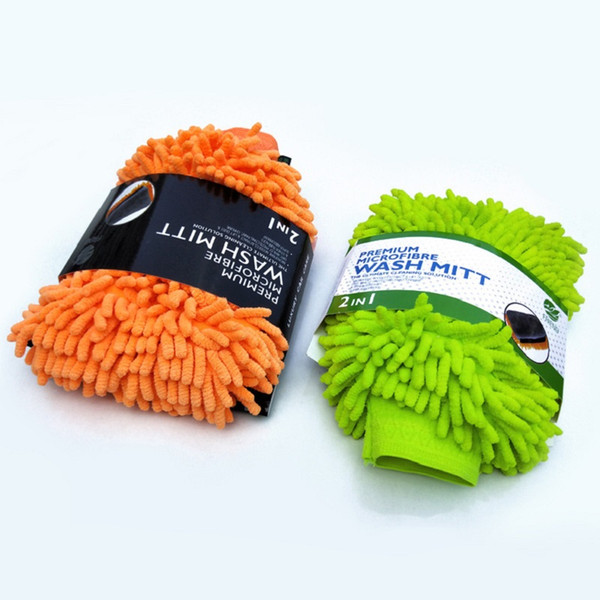New style car cleaning gloves multi function double sided chenier car washing gloves coral insect wiping household cleaning gloves durable