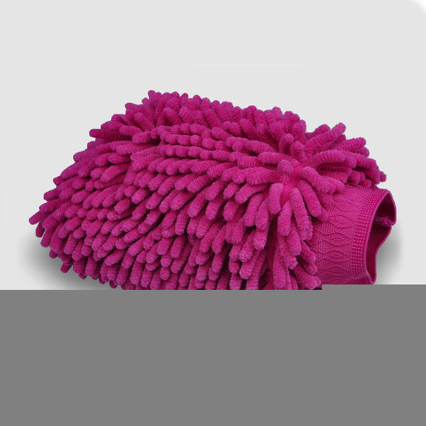 Solid color multifunctional double-sided chenille car wash gloves coral cleaning dual-purpose household cleaning gloves