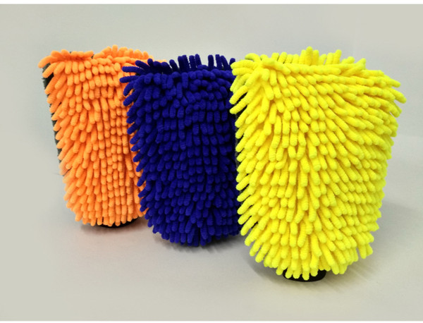 Hot sale chenille coral fleece car wash gloves do not hurt paint polyps multi-purpose car gloves with waterproof for Double-sided