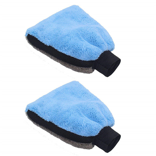 2pcs Car Wash Double Faced Coral Velvet Clean Gloves Auto Window Door Water Absorption Cleaning Brush Tools Auto Accessories