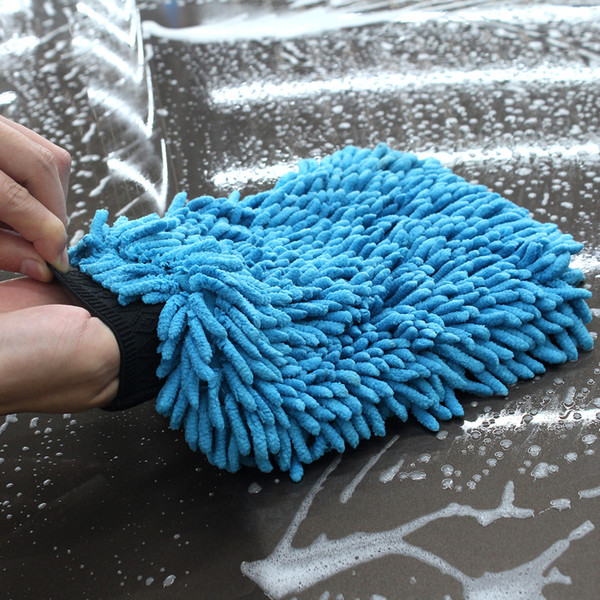 Auto Care 2 in 1 Ultrafine Fiber Chenille Microfiber Car Wash Glove Mitt Soft Mesh backing no scratch for Car Wash and Cleaning