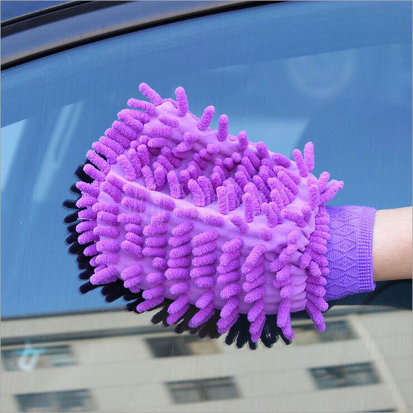 2pcs Chenille Microfiber Premium Scratch-Free Wash Mitt(Color:blue,red,orange,purple,green)
