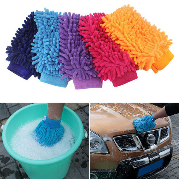 Ultrafine Fiber Chenille Anthozoan Car Wash Gloves Brushes Microfiber Car Motorcycle Washer Car Care Cleaning Brushes Promotion 2pcs/set