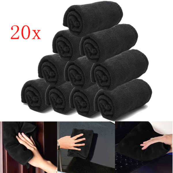 Microfibers Towel Car Detailing Cleaning Soft Cloths Home Window 30x40cm Black 20pcs/set