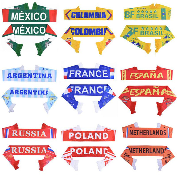 DHL 32 COLOR Russia World Cup 2018 Scarf football Soccer Scarf National Team flag Cheerleading Scarf Party Favor 001