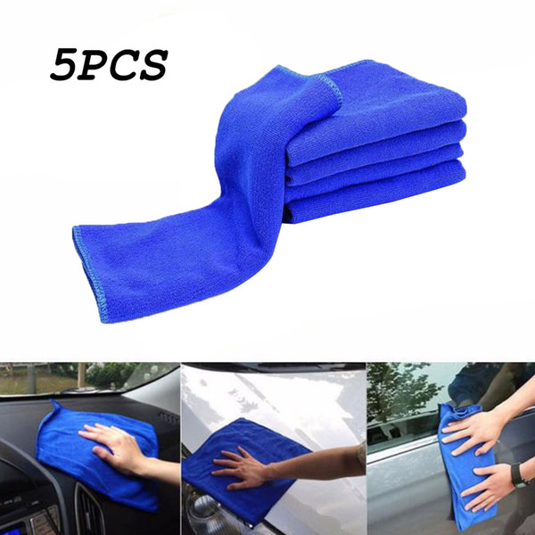 Multifunctional Microfiber Towel 5PC Blue Car Cleaning Polishing Cloth Towel Streak free & durable Easy wash & Quick dry