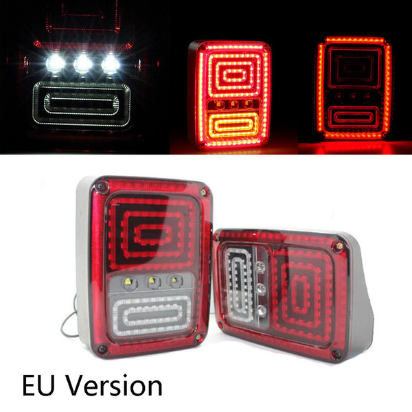 2PCS New Style Plug and Play LED Taillight Assembly Reverse Brake Tail Light US EU Version For Jeep Wrangler 07-15 Free Shipping